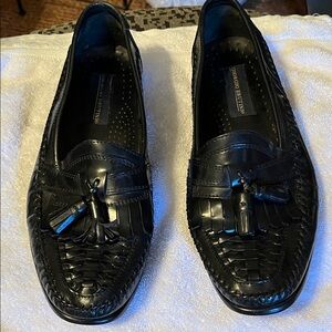 Giorgio Brutini Black Woven Leather Loafers